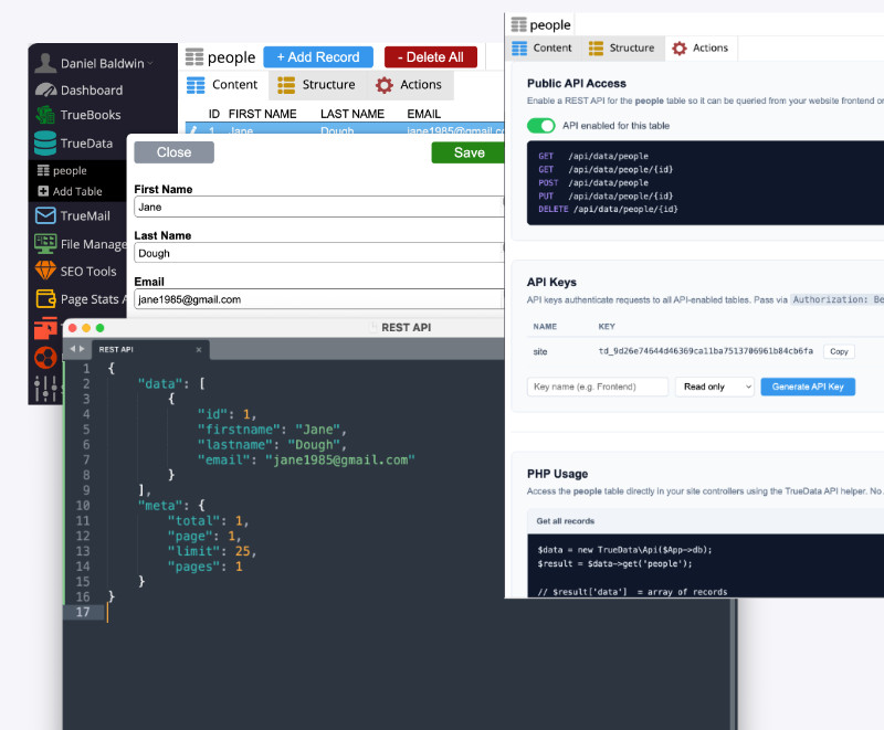 TrueData content modeling and API interface