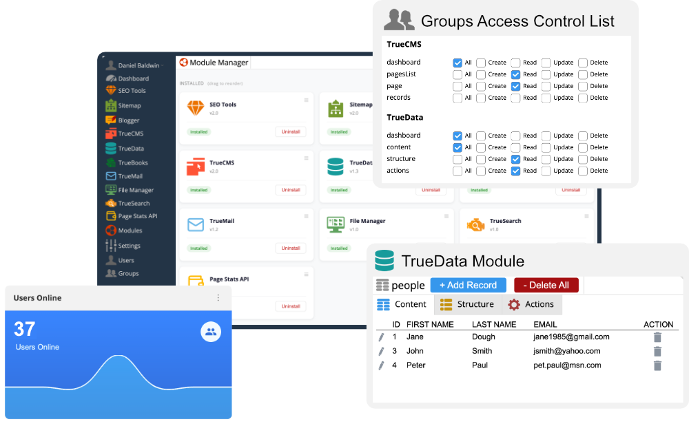 TrueAdmin dashboard