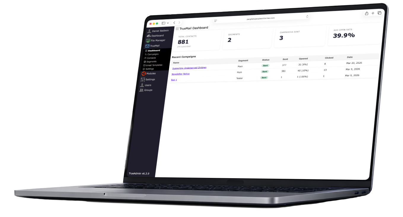 TrueMail dashboard